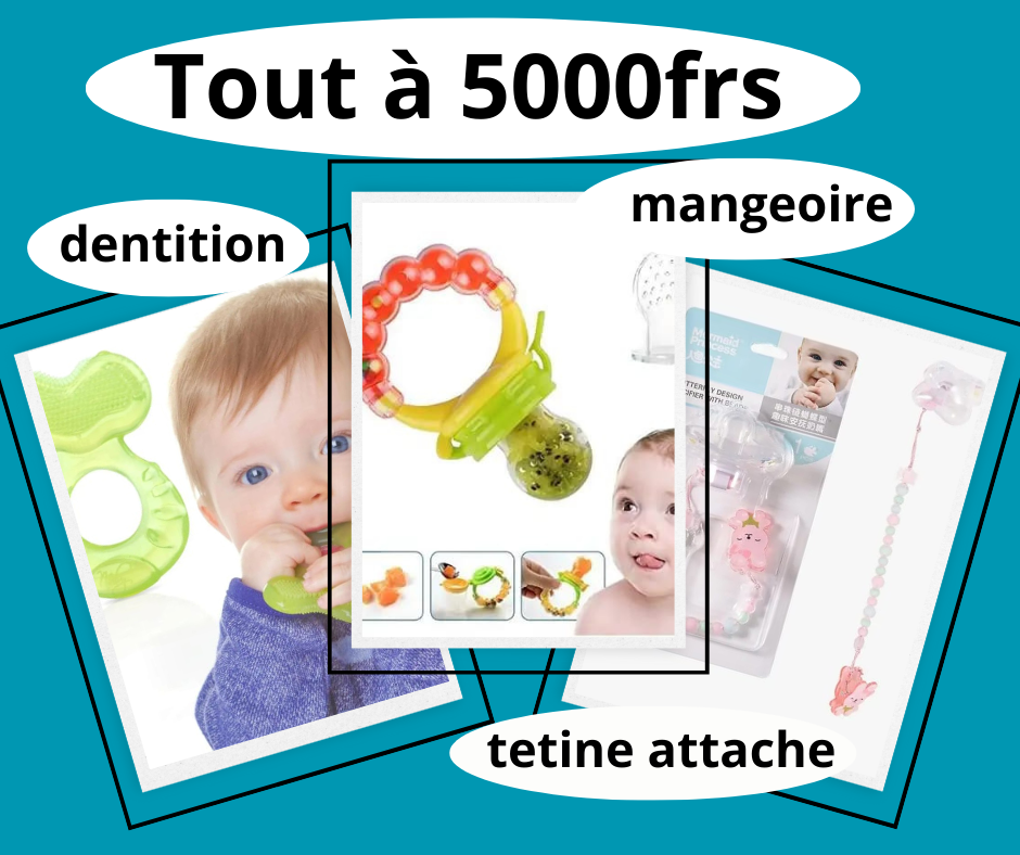 1 tétine avec attache + 1 mangeoire à fruit + 1 dentition